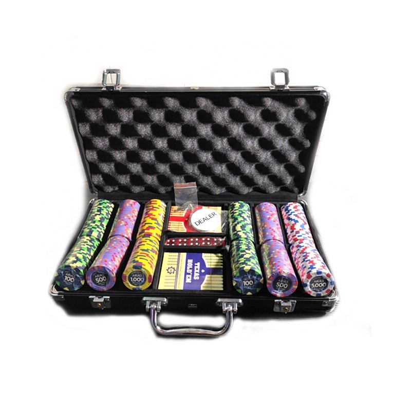 Cards mould ceramic poker chips set 300 custom made your logo and color with black aluminum case packing