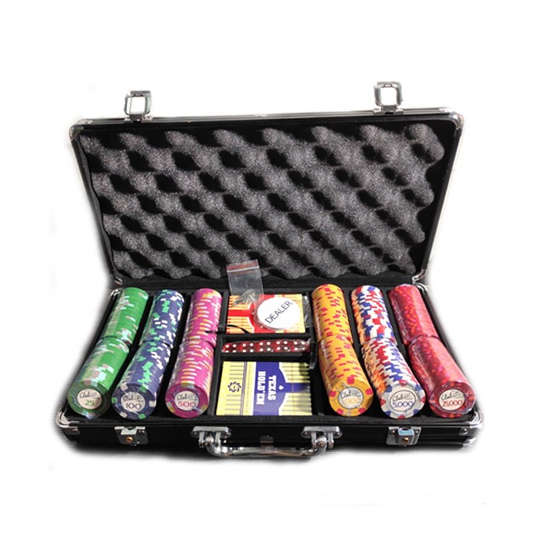 Cards mould ceramic poker chips set 300 custom made your logo and color with black aluminum case packing