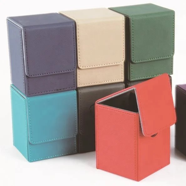 Magnet deck box holder 100 deck box collapsible flip playing card Pu leather deck box