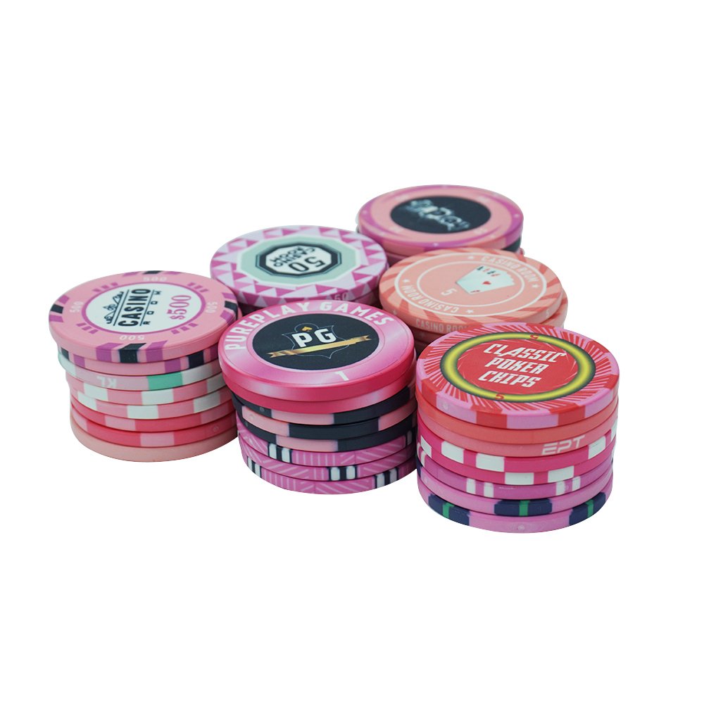 Casino poker room 10g ceramic pink series poker chips diameter custom 39 43 45 mm for casino poker game