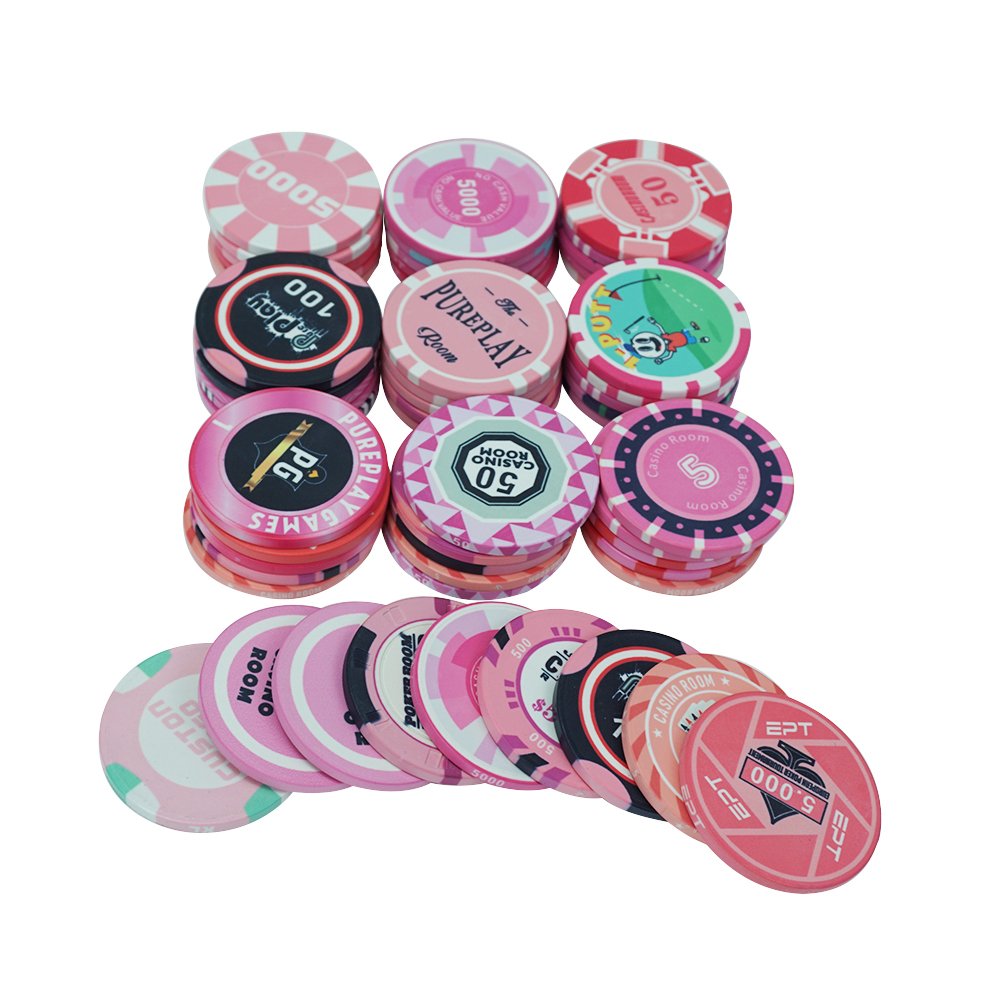 Casino poker room 10g ceramic pink series poker chips diameter custom 39 43 45 mm for casino poker game