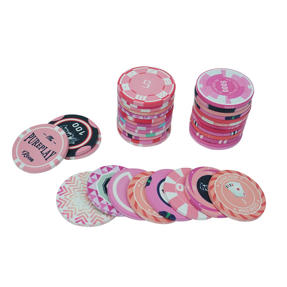 Casino poker room 10g ceramic pink series poker chips diameter custom 39 43 45 mm for casino poker game