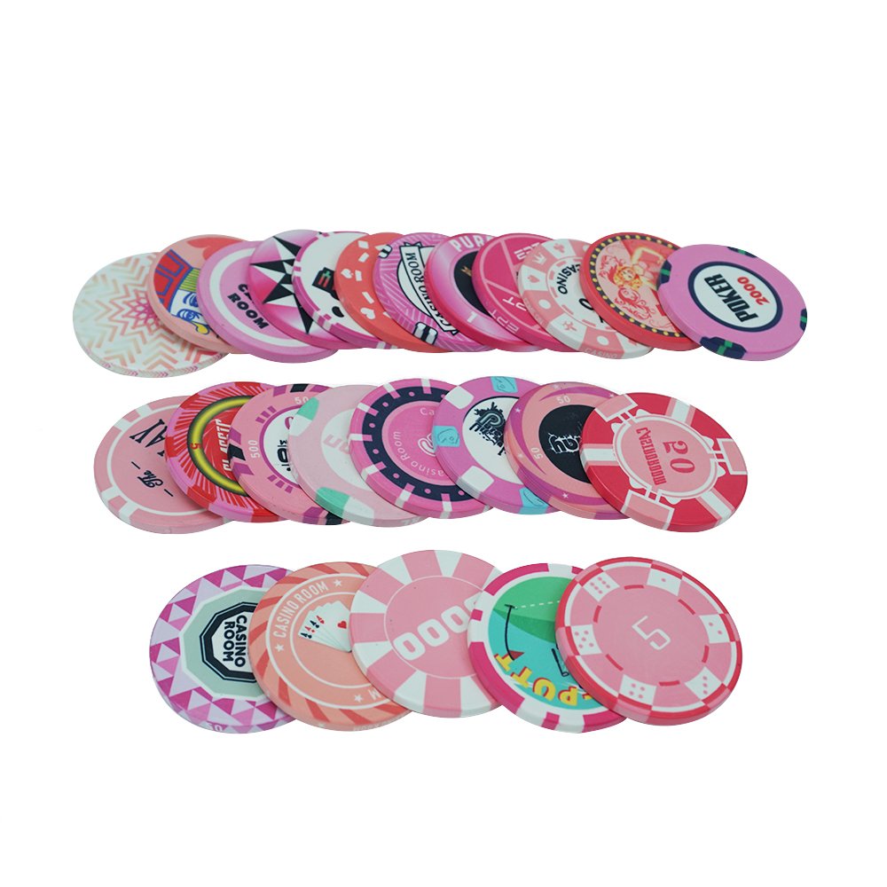 Casino poker room 10g ceramic pink series poker chips diameter custom 39 43 45 mm for casino poker game