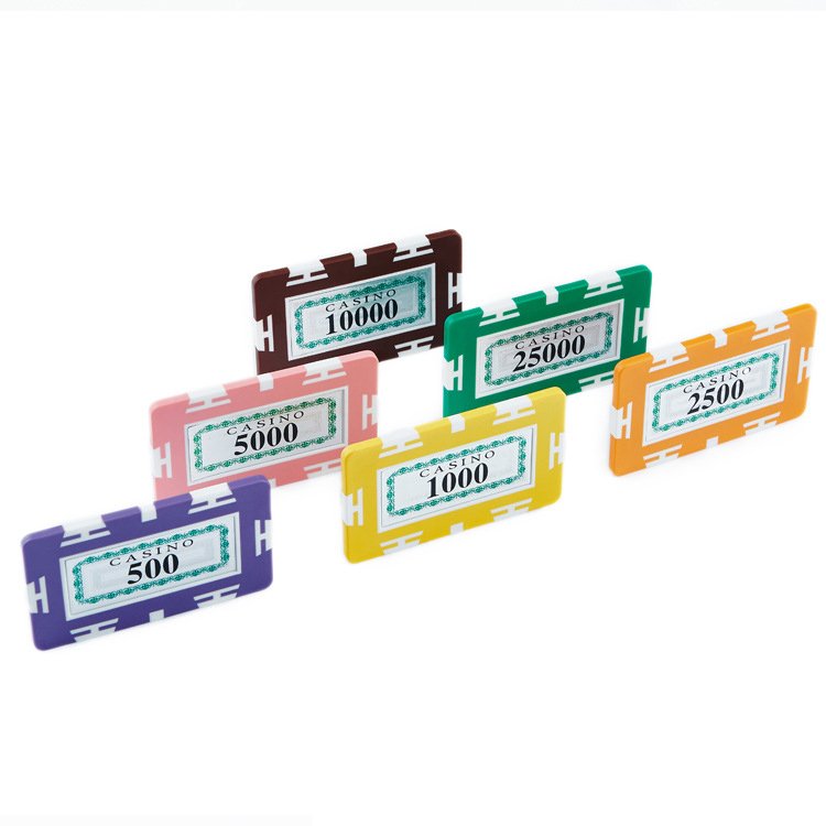 High quality poker casino sticker rectangular chips ABS square poker plaque chips