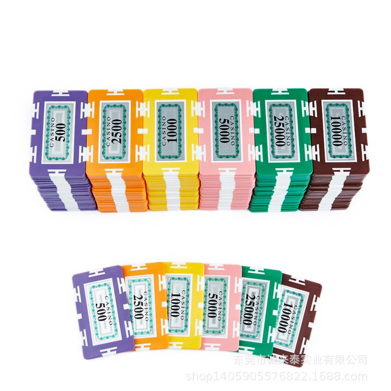 High quality poker casino sticker rectangular chips ABS square poker plaque chips