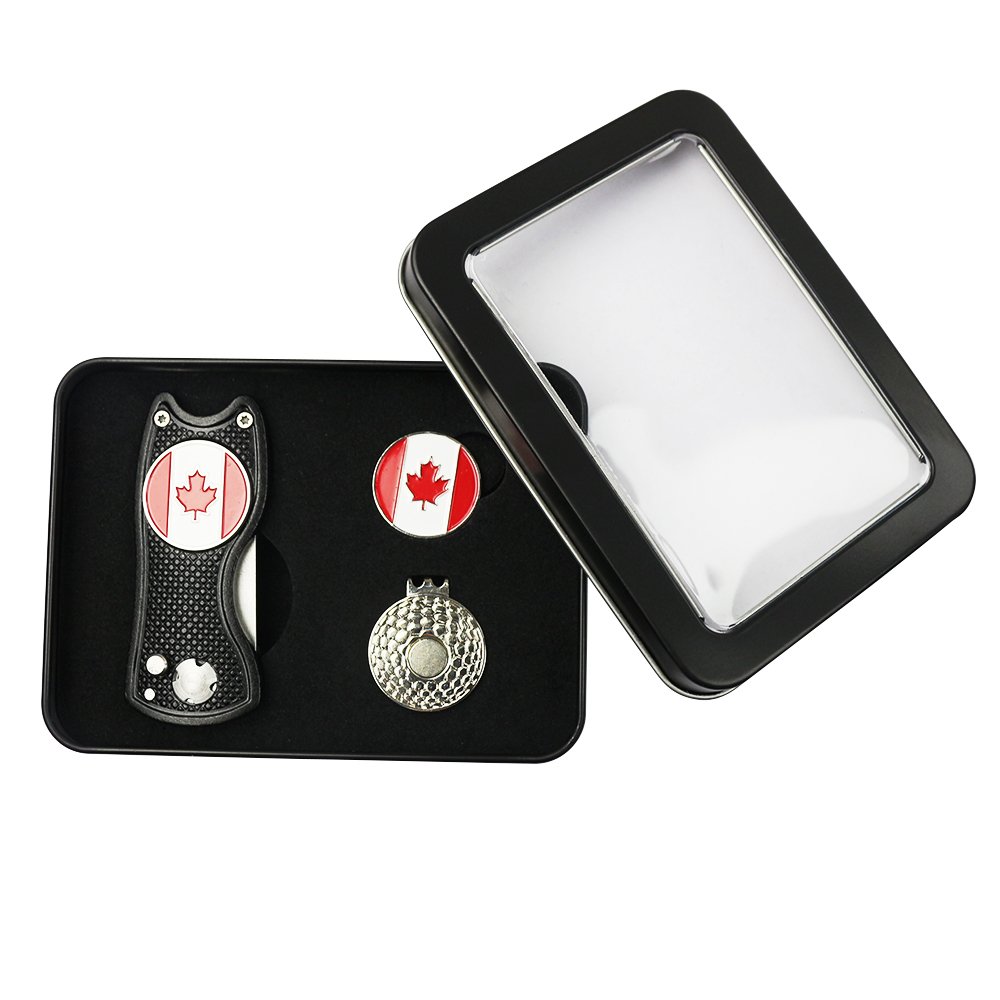 Custom Magnetic Golf Hat Clip And Golf Ball Marker Gift Box Set Packing For Club Member