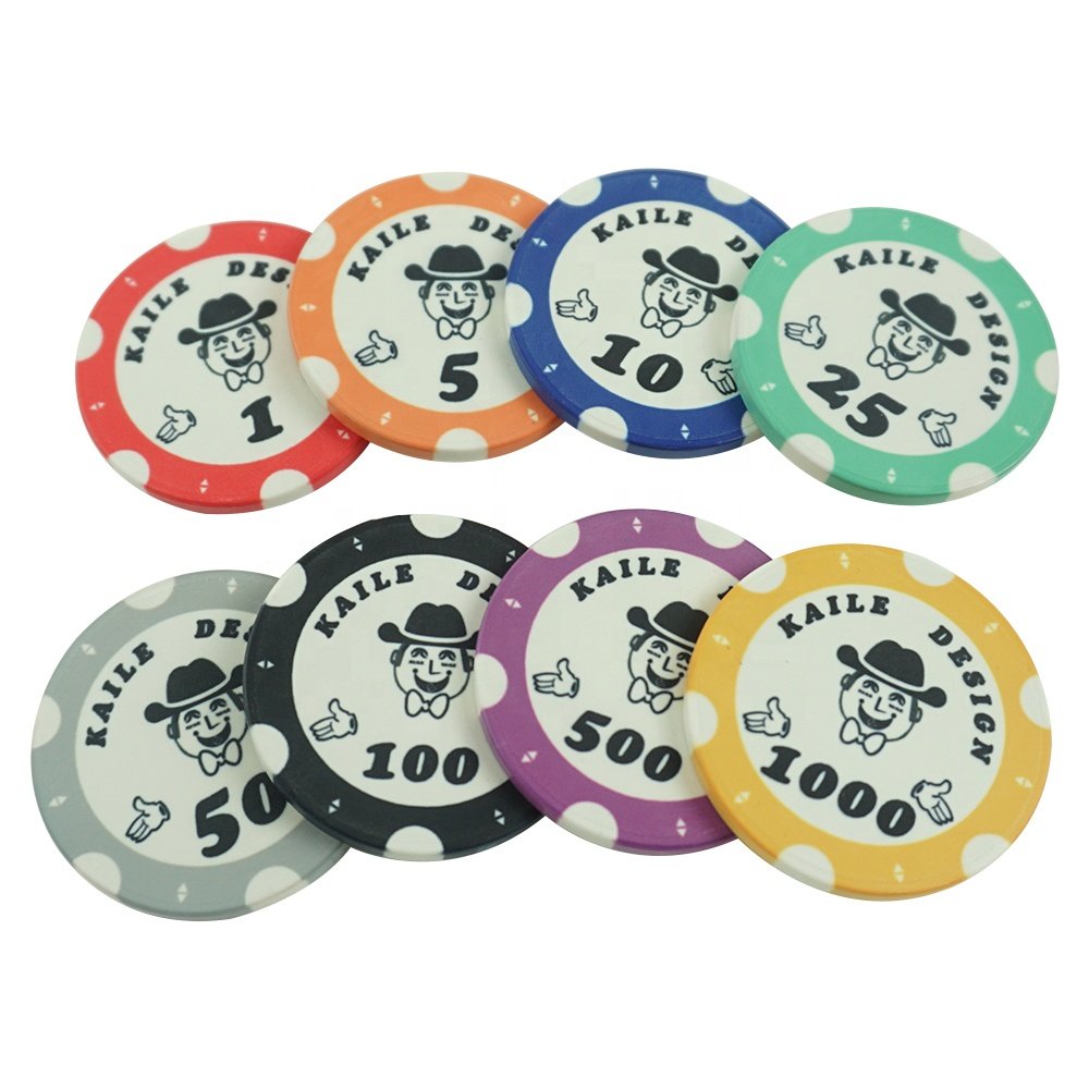 Kaile custom design 39mm ceramic poker chips 10g free design and free sample set chips da poker for other entertainment products