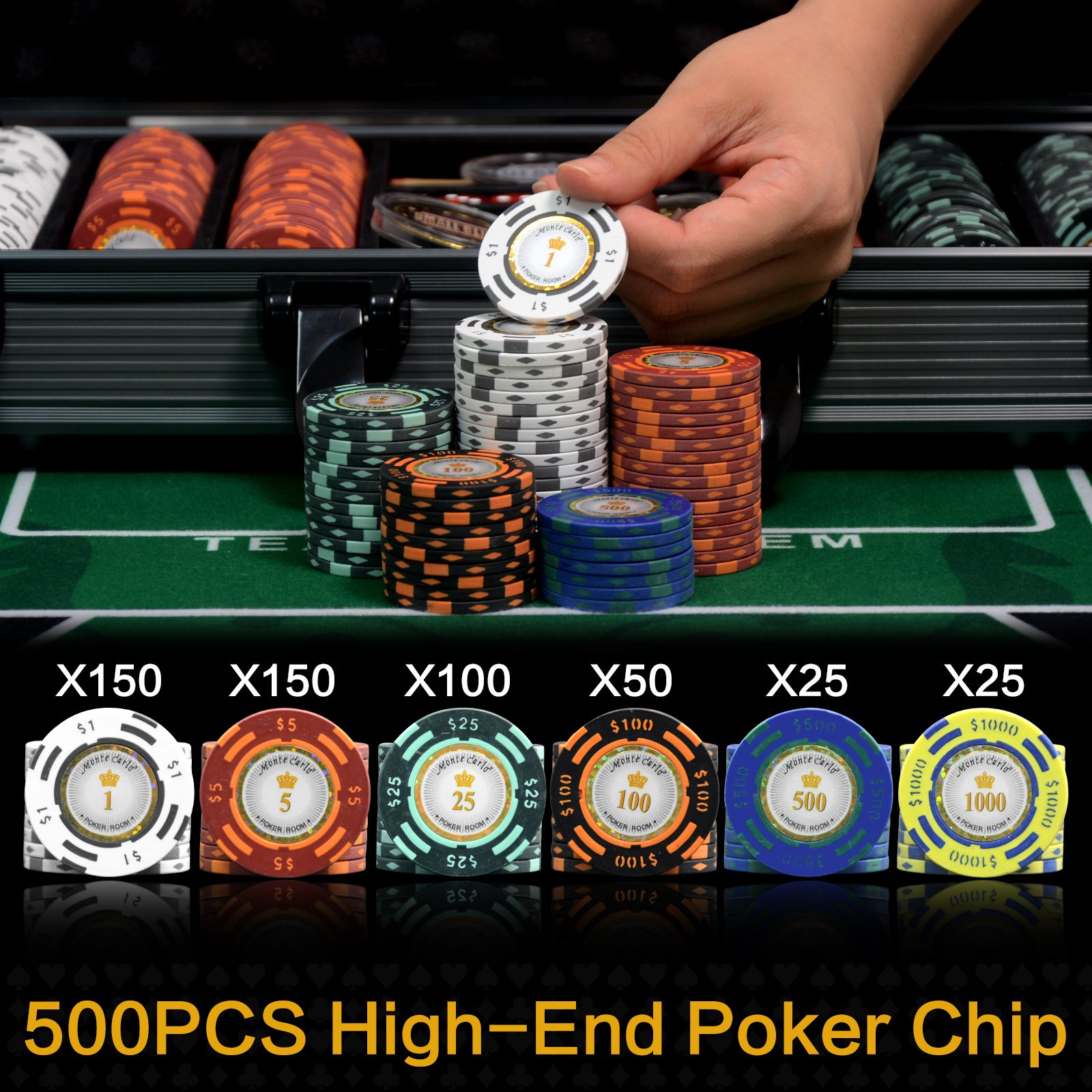 Hot Sell Ceramic Poker Chips Printer Set Leather Case Coin Custom Texas Professional Poker Chips 10g Ept Factory Supplier