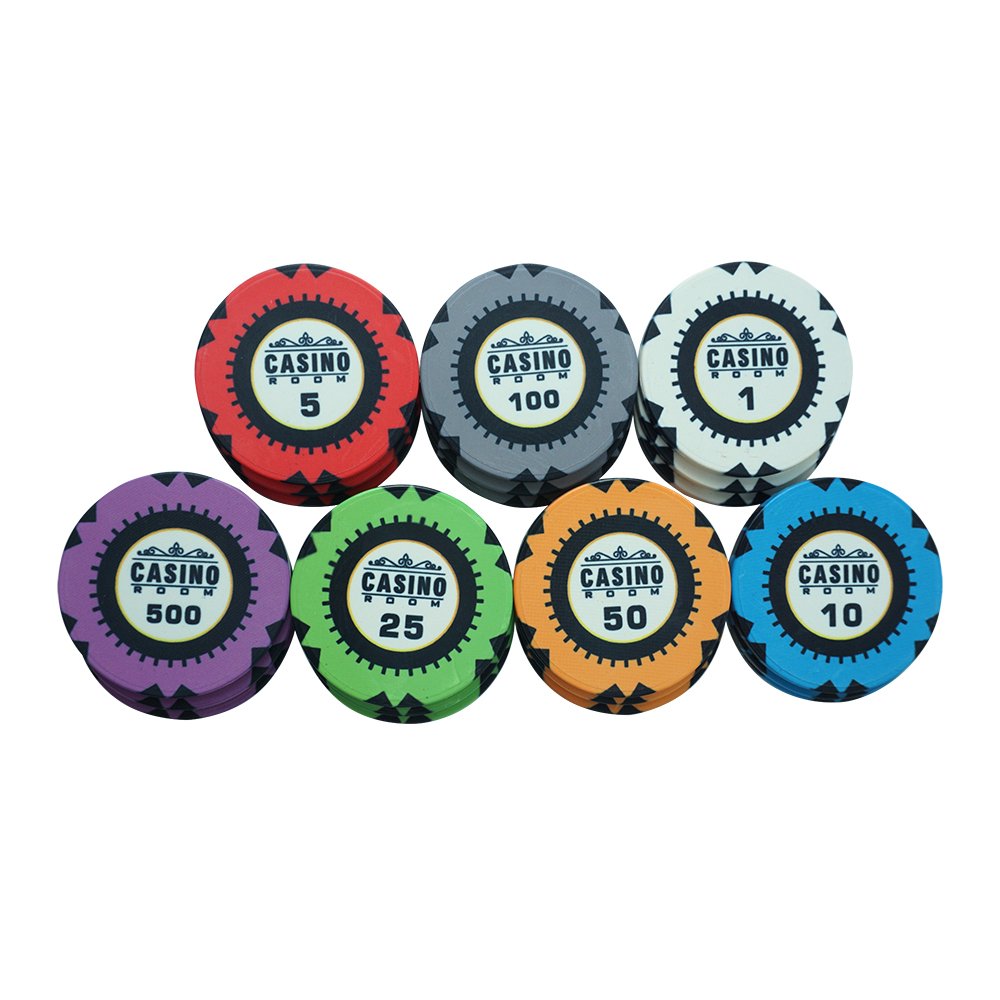 Customized 39mm ceramic chip pieces casino accessories high quality custom denomination ceramic poker chips