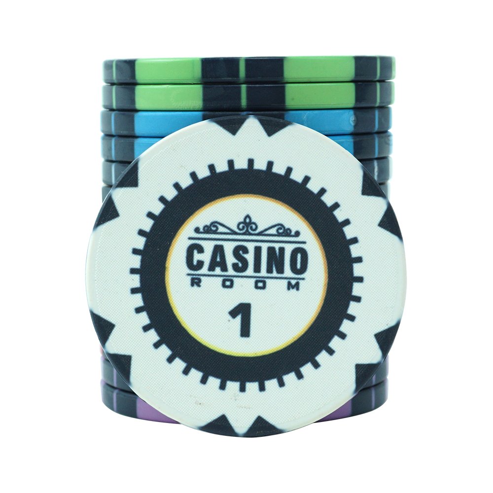 Customized 39mm ceramic chip pieces casino accessories high quality custom denomination ceramic poker chips