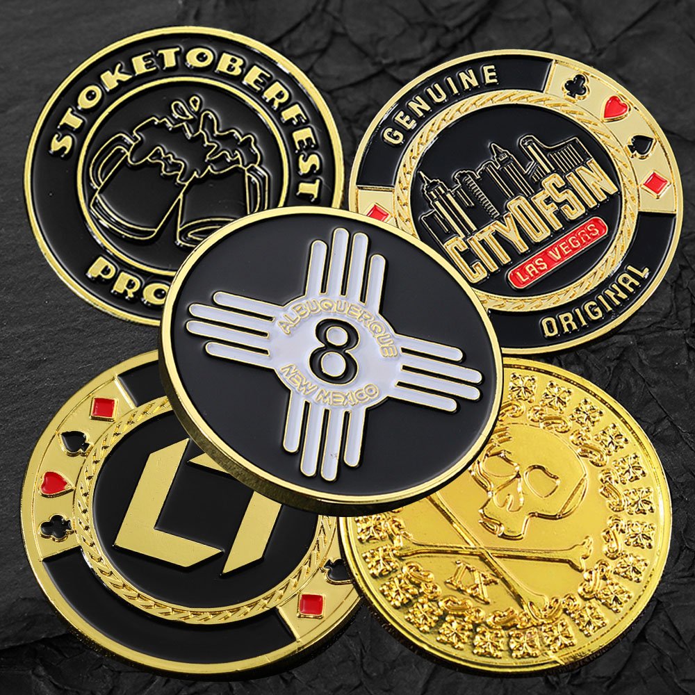 Wholesale Personalize Logo Custom Coin Token Gold Silver Brass Plated Metal Poker Chips Challenge Coin For Souvenir Club Gift