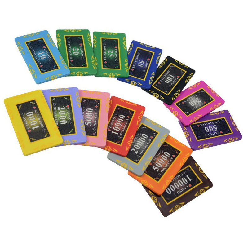 Yexi Custom Square Casino Poker Chip Texas Hold'em Poker Chip Set Gambling Clay Rectangle Customized Chips with Sticker