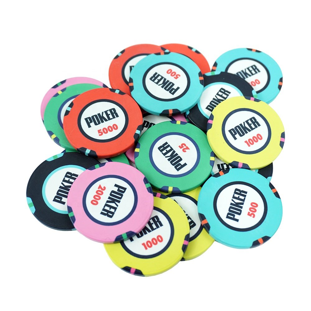 Wholesale 39mm ceramic poker entertainment chips 10g with digital for casino playing and your logo accept for gambling game