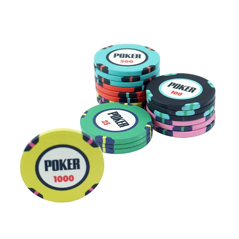 Wholesale 39mm ceramic poker entertainment chips 10g with digital for casino playing and your logo accept for gambling game