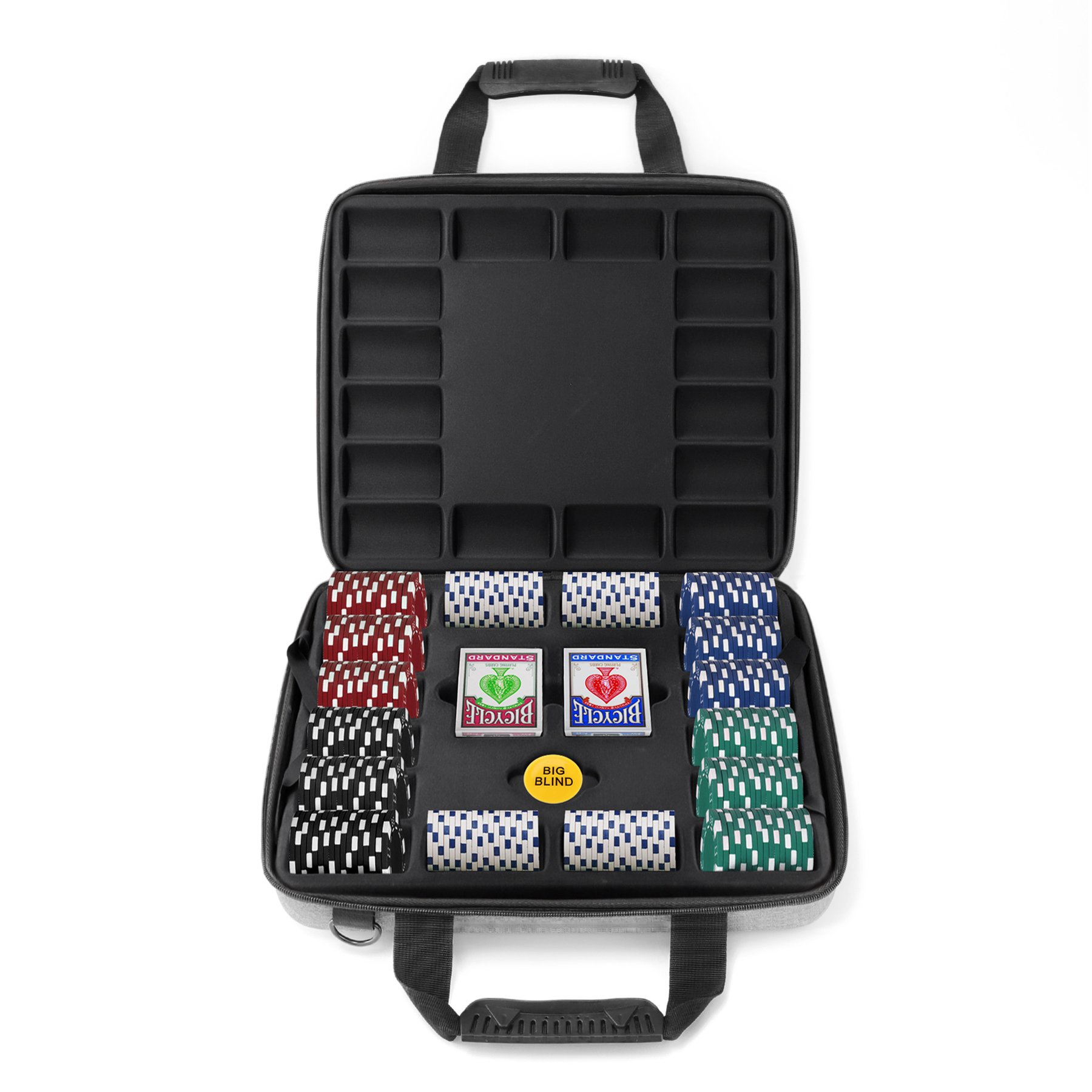 High quality custom 2 playing cards and 300/500 pieces casino poker chips set case