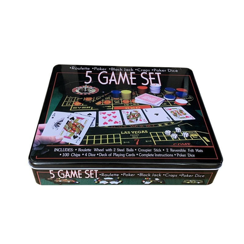 Poker 5 IN 1 Casino Game Set Roulette Poker Black Poker Dice Party Game