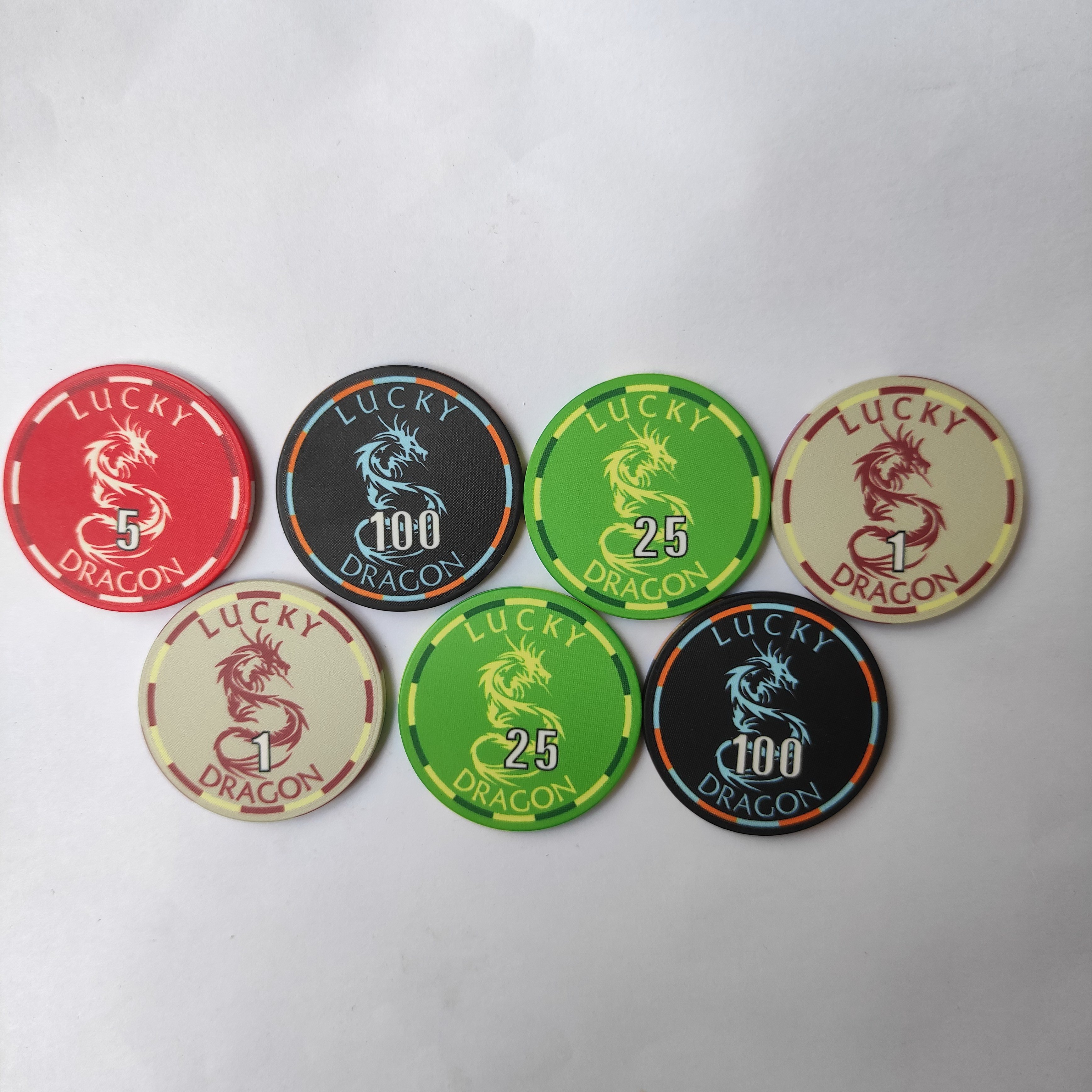 Customized Lucky dragon 39mm 10G ceramic poker chips for you