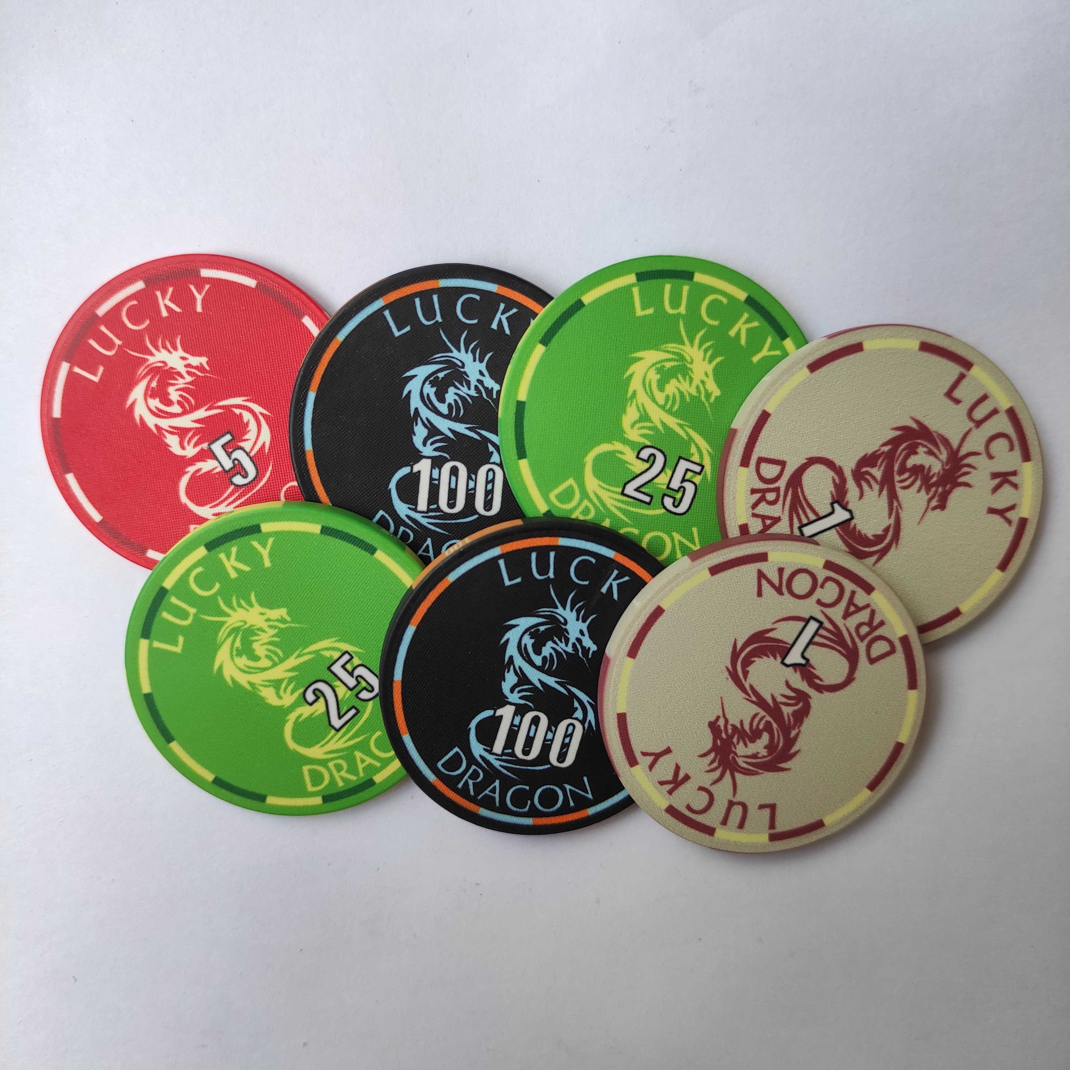 Customized Lucky dragon 39mm 10G ceramic poker chips for you