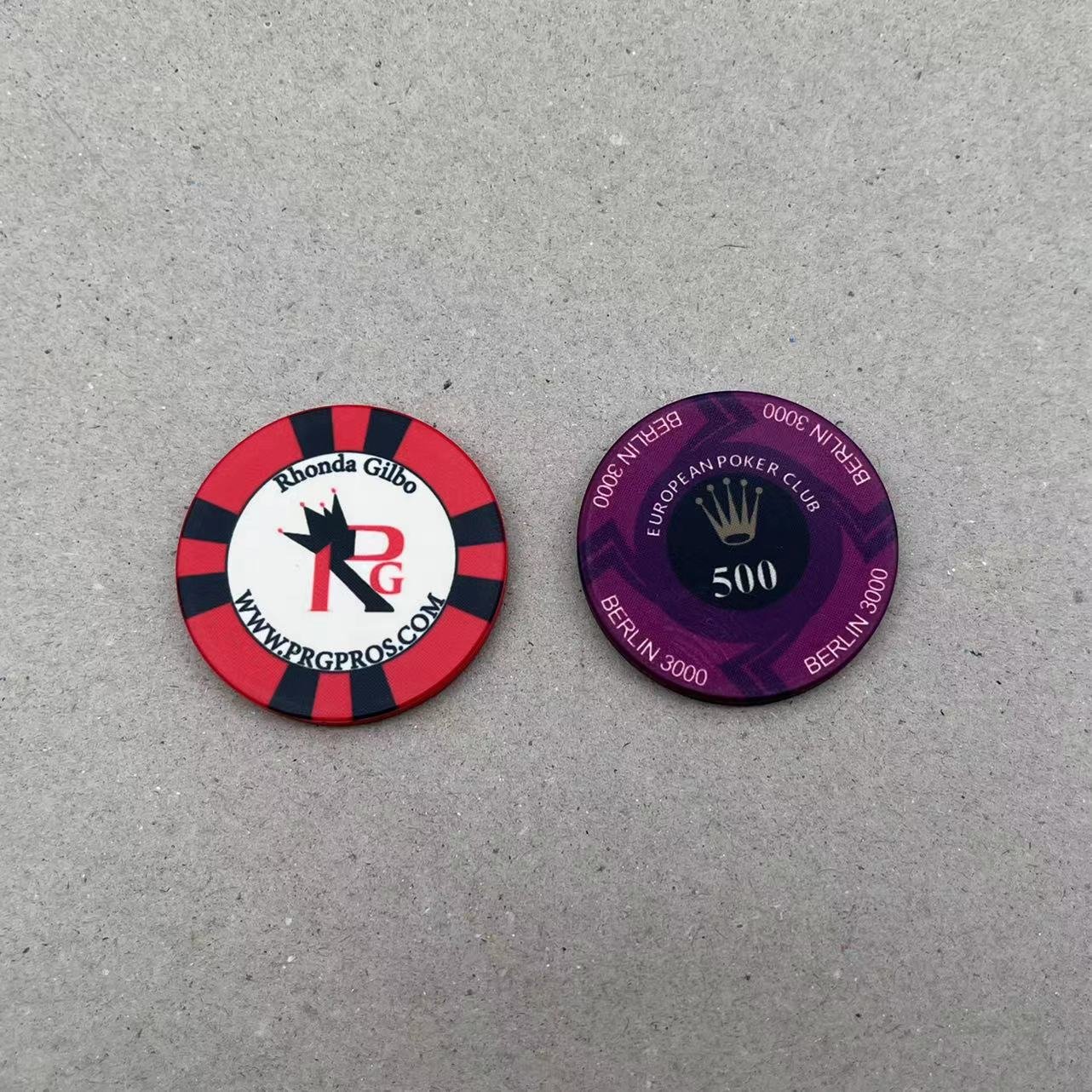 plastic poker chip custom design OEM logo style sets color iron core poker chips