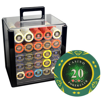1000PCS Texas Hold'em Clay Poker Chips Set Baccarat Black Jack Metal Coins With Acrylic Box&Trays