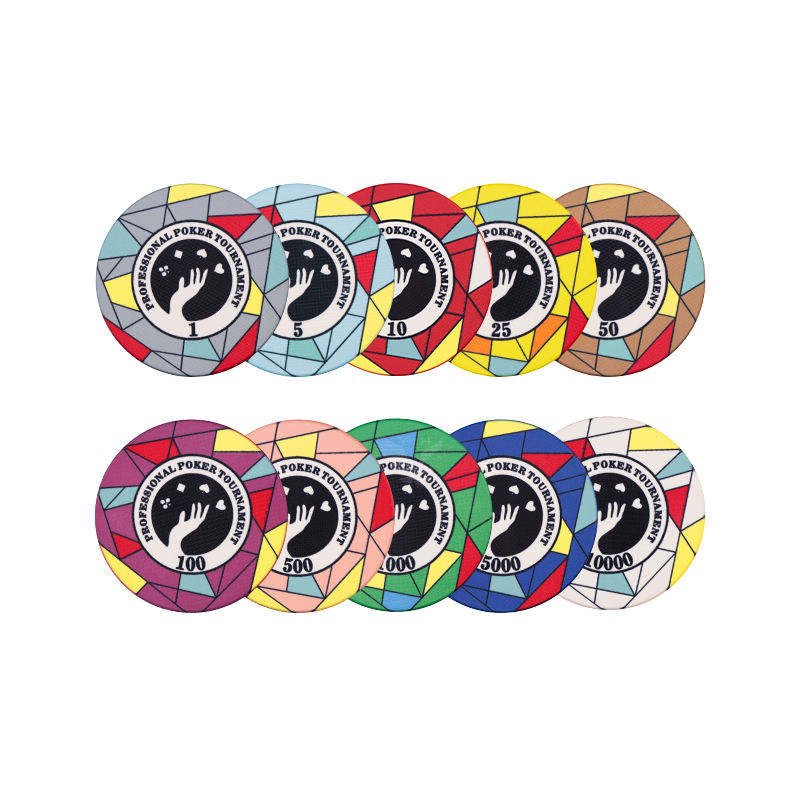 YH 39MM Geometric Fichas De Poker Profesional Prenumbered Ceramic Poker Chips Pokerchips