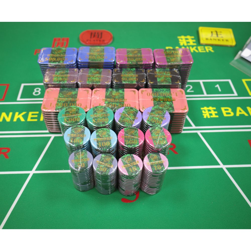 Custom Dark Green Mixed Color Poker Chip Set High Quality Casino Acrylic/Crystal Plus Color Chips