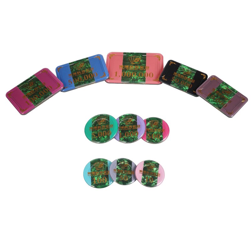 Custom Dark Green Mixed Color Poker Chip Set High Quality Casino Acrylic/Crystal Plus Color Chips