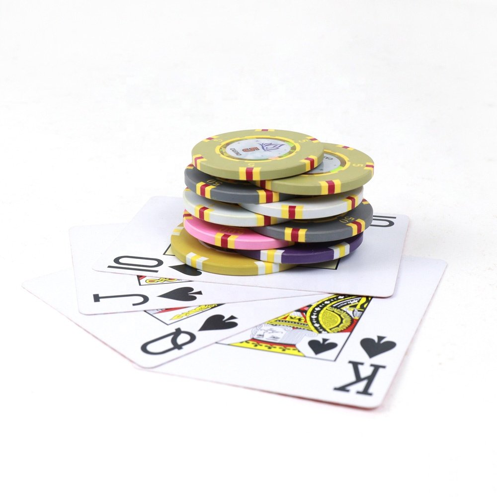 Composite chips inserted with RFID chips Casino club Premium Player Poker Chips with stickers in the middle