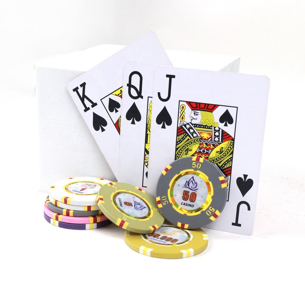 Composite chips inserted with RFID chips Casino club Premium Player Poker Chips with stickers in the middle