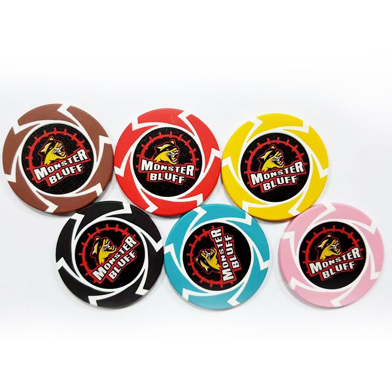Customized ABSCLAY Ceramic Poker Chips or Set 10g/14g Plastic round Pattern with Custom Logo for Casino and Gambling Games