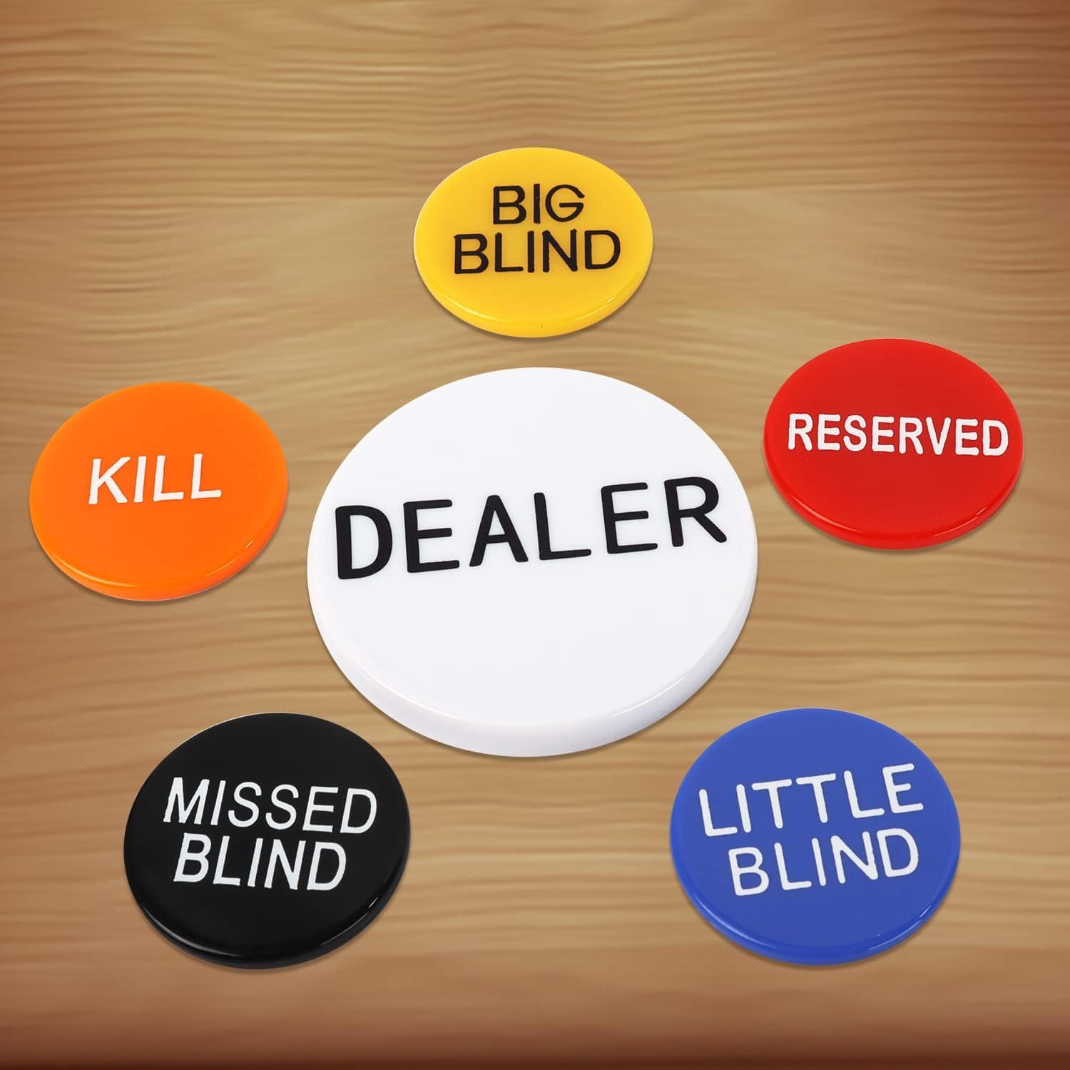 Wholesale Professional Small Blind, Big Blind, All In And Dealer Acrylic Poker Dealer Button Poker Chip For Poker Table Games