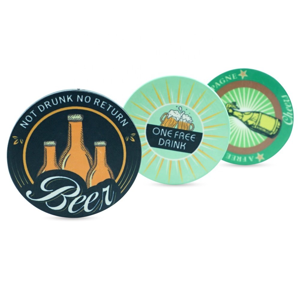 Personalized custom free drink pattern 39mm tokens 10g polish ceramic play poker chips for restaurants bar poker roo