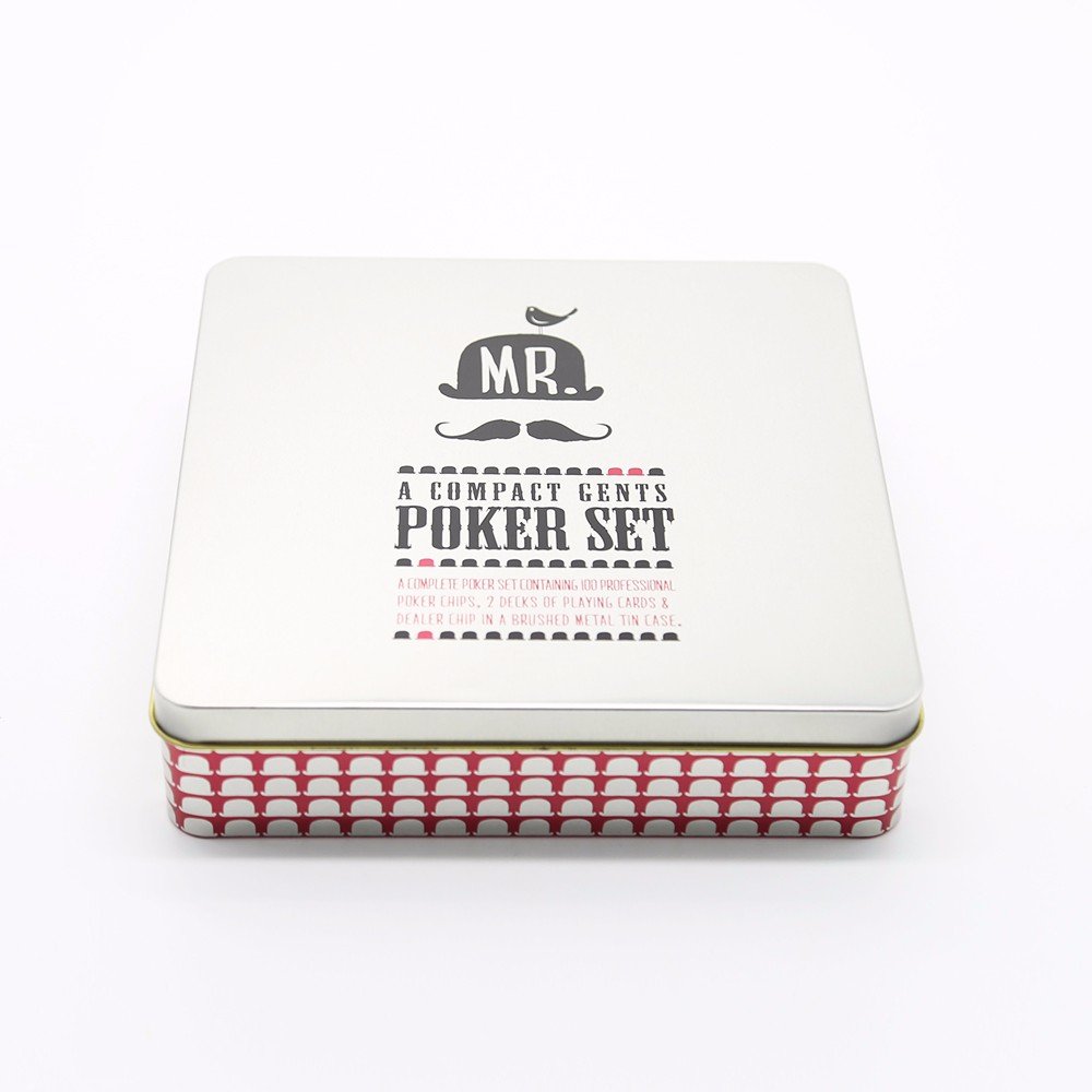 Iron Tin Box Entertainment Playing Cards Poker Chips Set