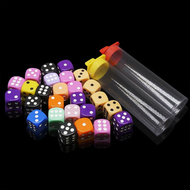 Wholesale ABS Plastic Ludo Coins with D6 Dice 16mm chip tube game set