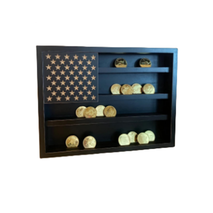 Coin Holder American Flag Wall Decor Coin Rack Medal Display Case Wooden Custom Challenge Coin Wall Display