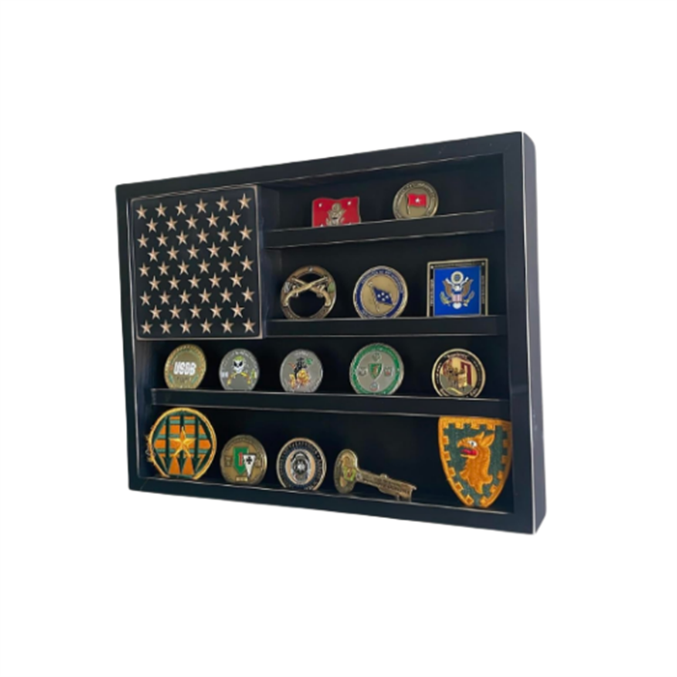 Coin Holder American Flag Wall Decor Coin Rack Medal Display Case Wooden Custom Challenge Coin Wall Display