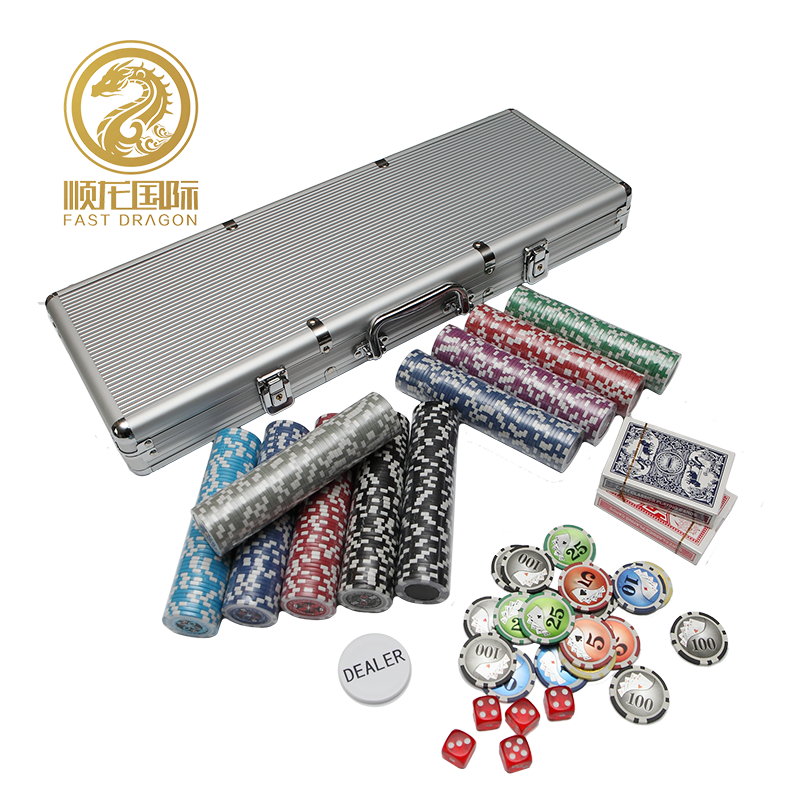 DRA-GB2012B 1pc black aluminum case ABS 11.5g Poker Chip Set 500 chips custom poker cards poker chip case