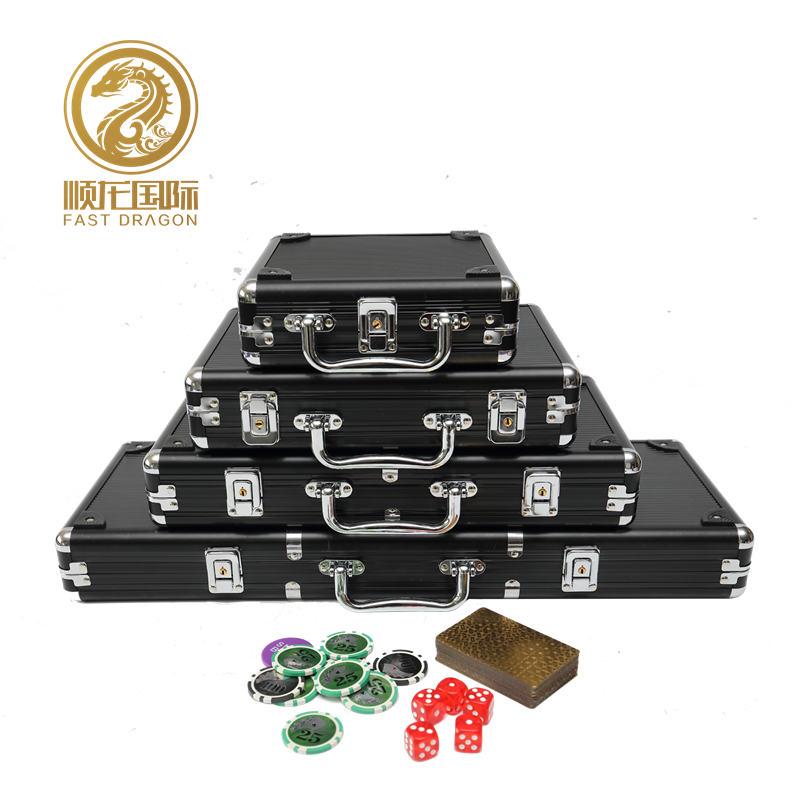 DRA-GB2012B 1pc black aluminum case ABS 11.5g Poker Chip Set 500 chips custom poker cards poker chip case