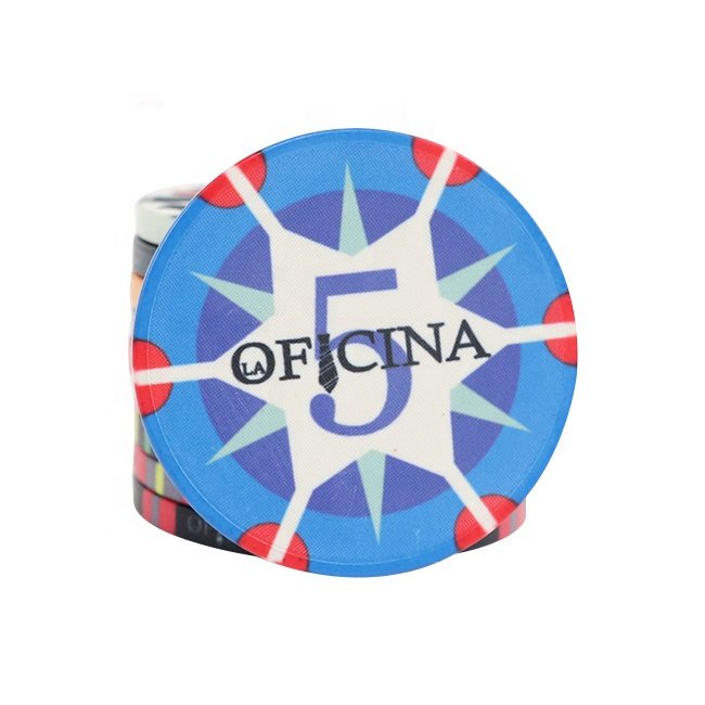 Hot sale ceramic poker chips 43mm diameter 12g per pc keramik chip with custom tiki king logo design can do for casino game