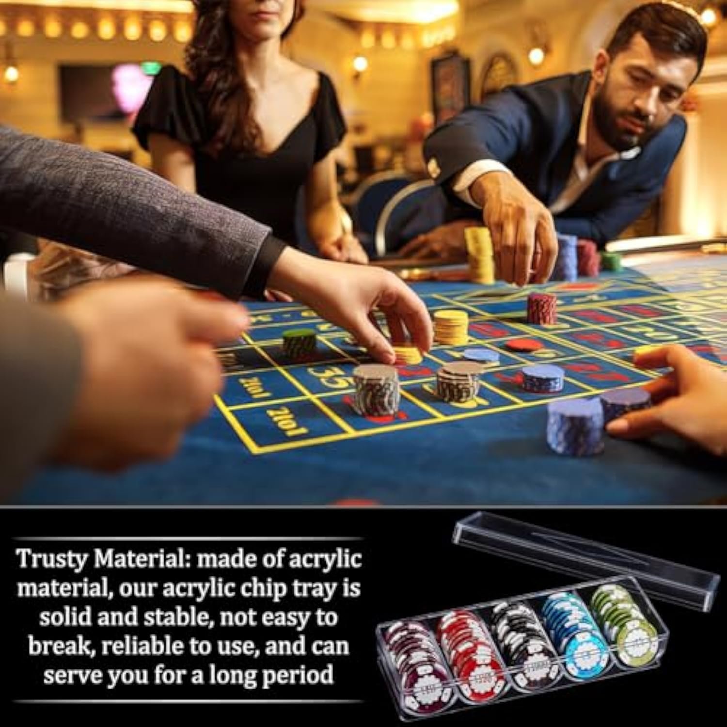Casino Poker Room Accessories Clear Acrylic Poker Chip Tray 100pcs Capacity 39 43mm Poker Chip Organizer