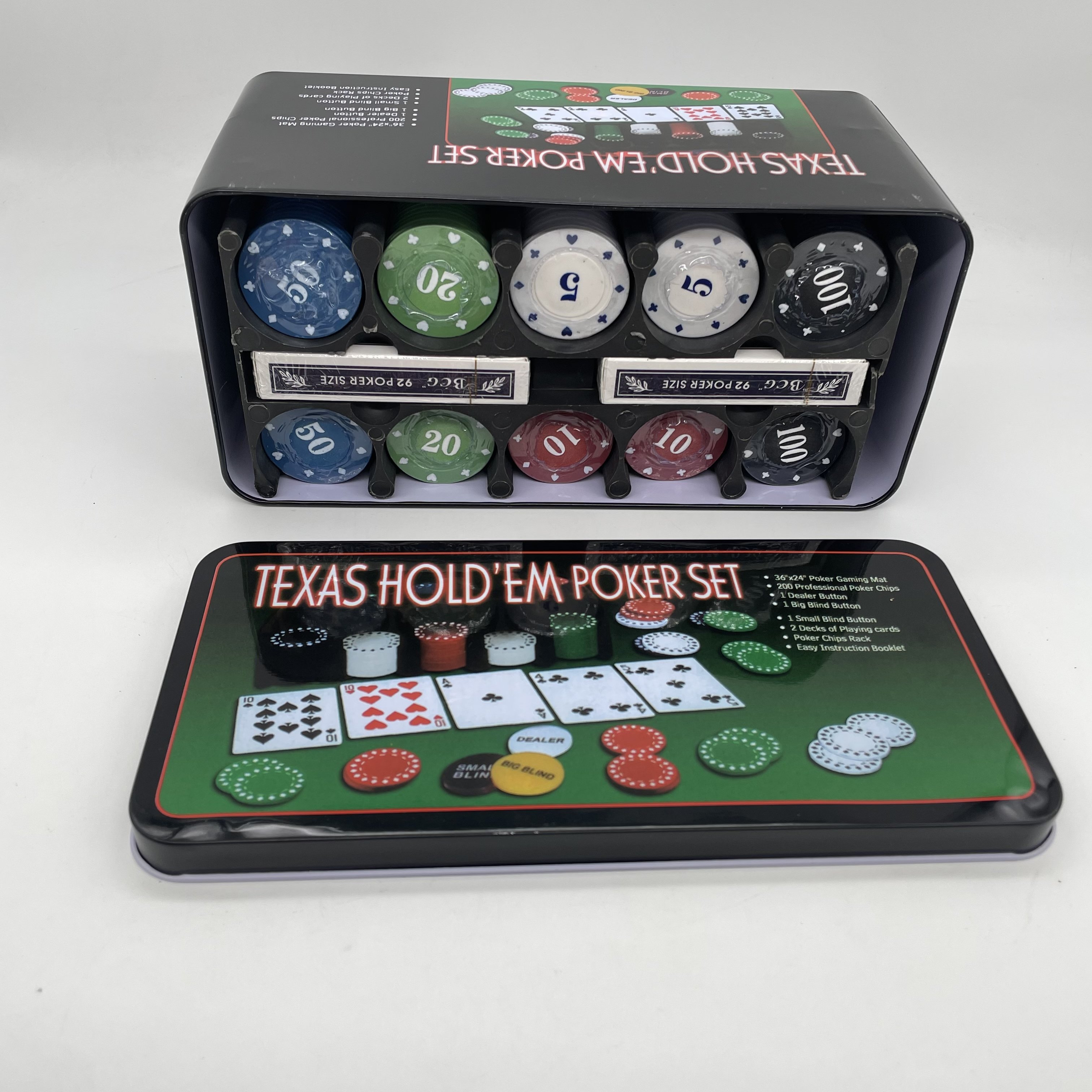 Factory Custom Cheap Blanks Clay Entertainment Mat Gift Box Set Cast Iron 200 Chips 38mm 4G PP EUR Poker Chips With Tin Box