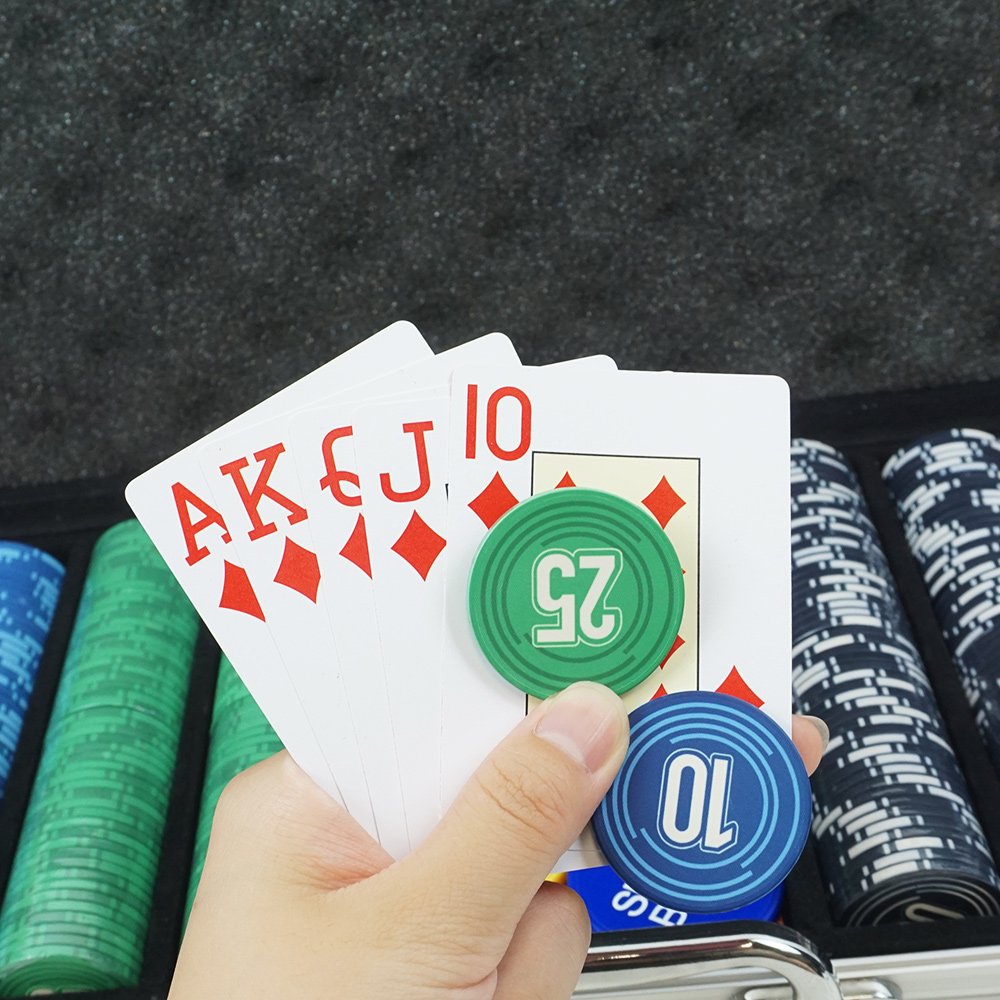 High quality poker set 1000 chips custom ceramic chips 500 grey aluminum box casino round poker chip set