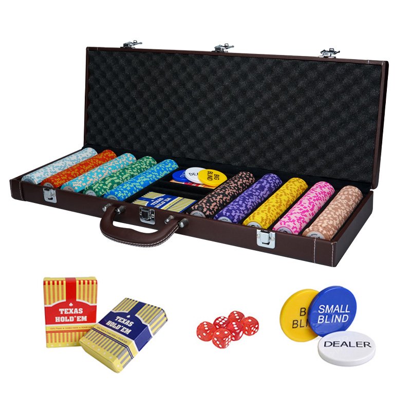 Clay Hot Sell Poker Set 500 Poker Leather Case Chips Custom Texas Poker Chip Set Ceramic High Quality Ept Factory Manufacturer
