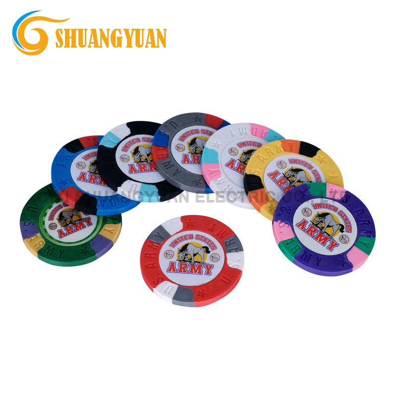 9.5g Pure Clay US Army Poker Chip With Custom Sticker