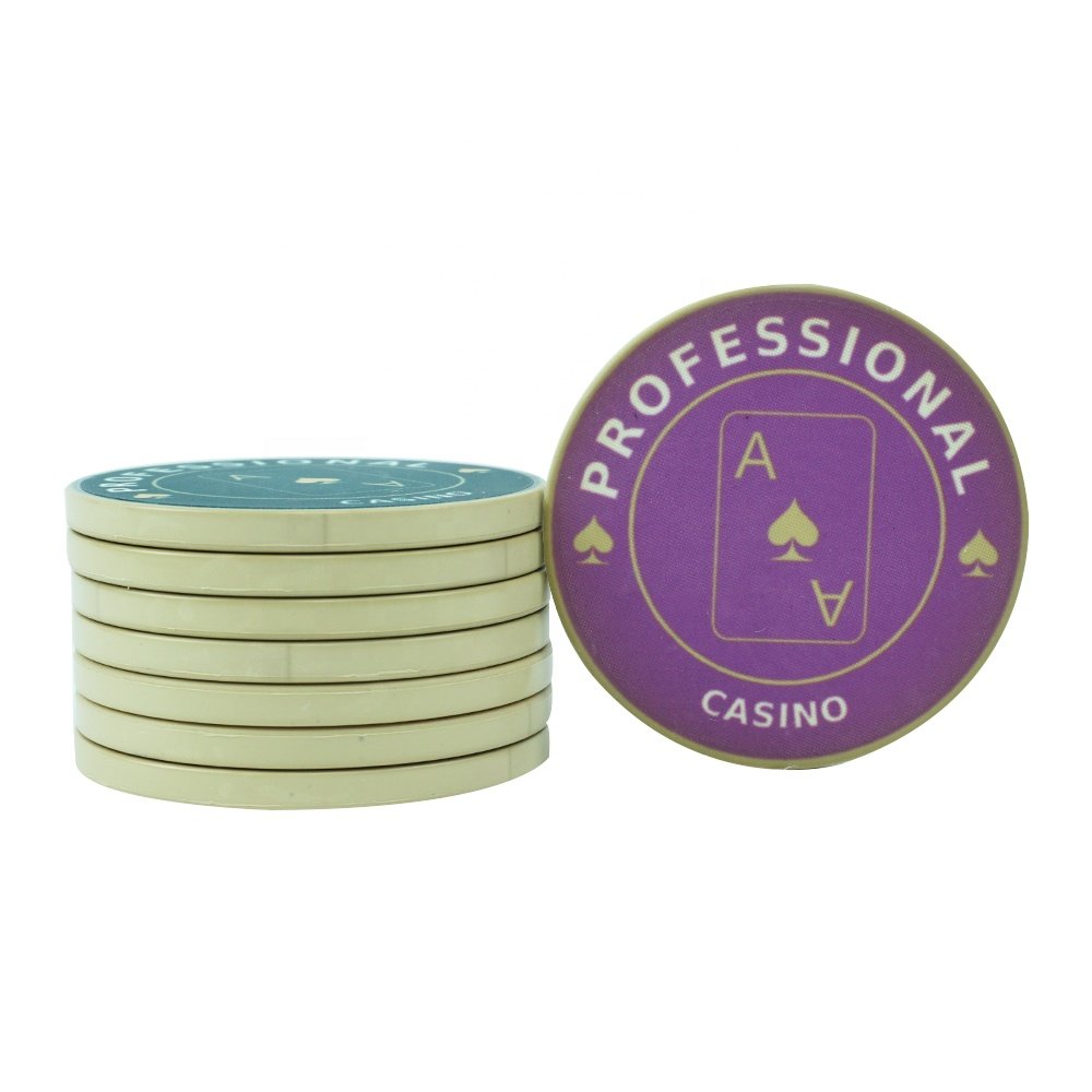Professional custom casino rourlette poker chips 10g with poker cards print on it 1000pcs in a export carton for gambling