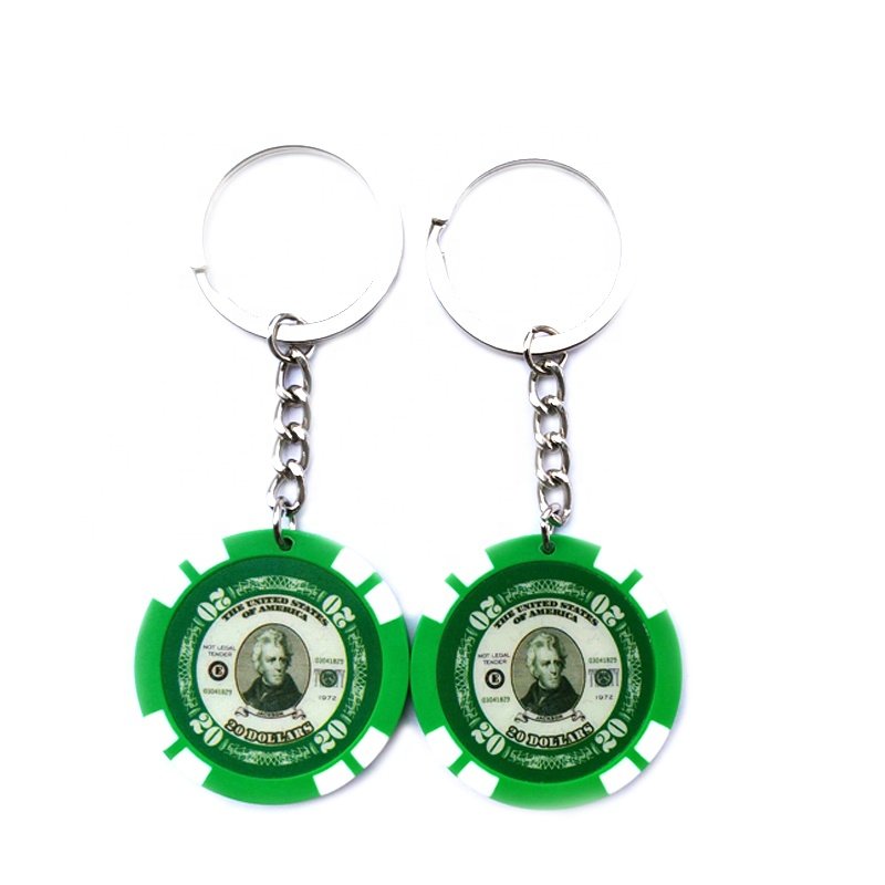 Custom made poker chip keychain keyring