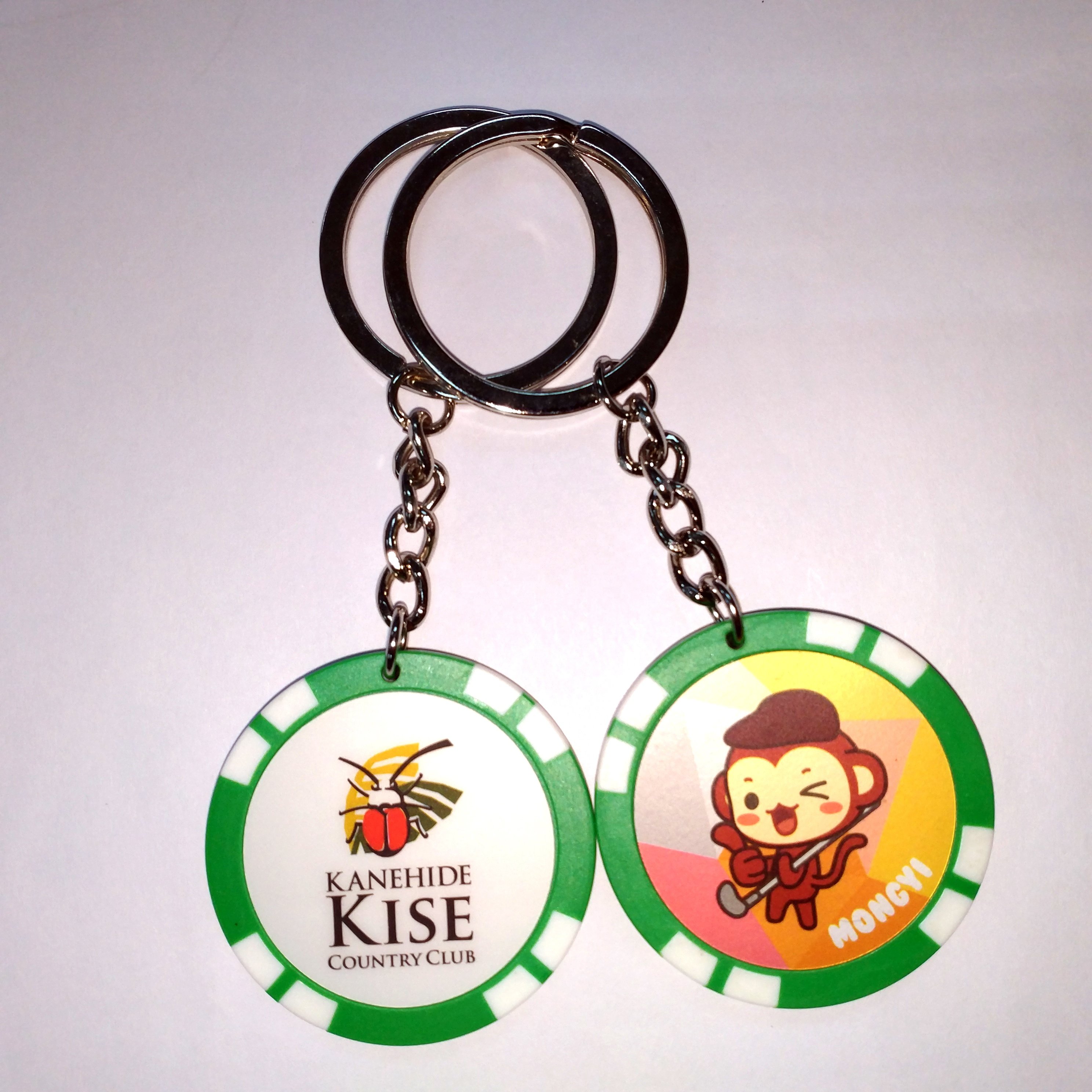 Custom made poker chip keychain keyring