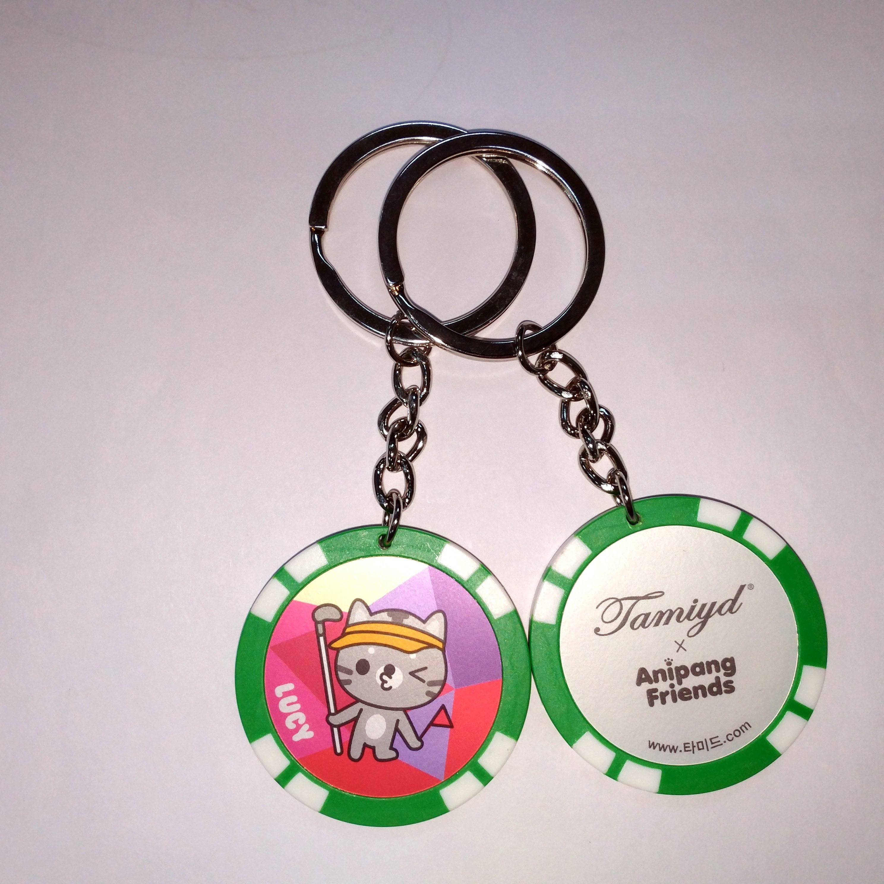Custom made poker chip keychain keyring