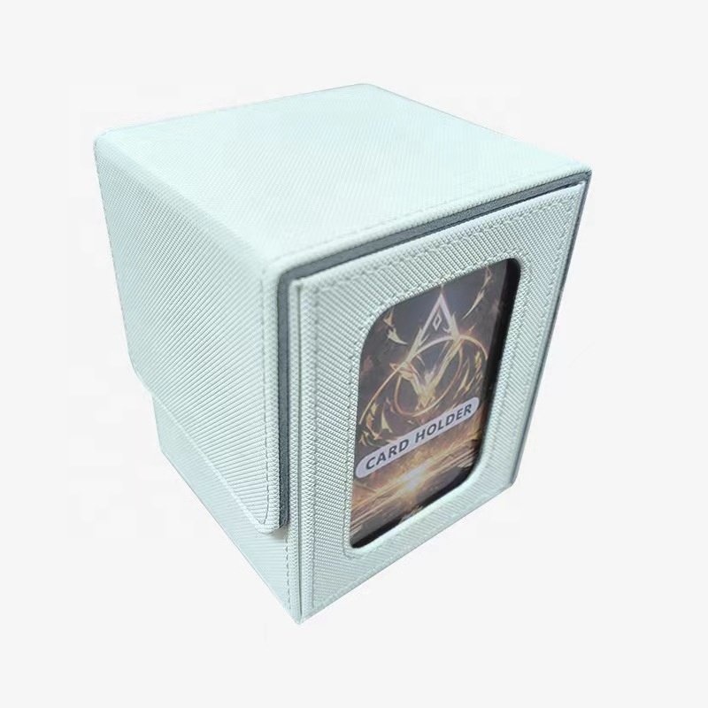 Hot selling windowWholesale 100 + polyurethane leather window deck box Mtg Tcg Game storage box Custom Yu-Gi-Oh anime card