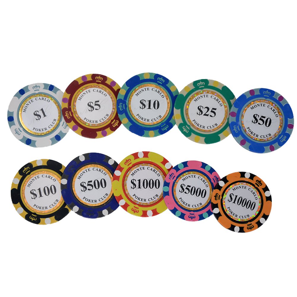 Hot Sale 500PCS/LOT Clay Chips Set with Trim Sticker Casino Crown Wheat Club Texas Hold'em Gambling Custom Poker Chips Supplier